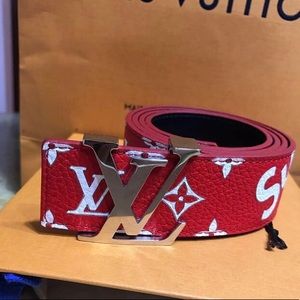 louis vuitton supreme red belt